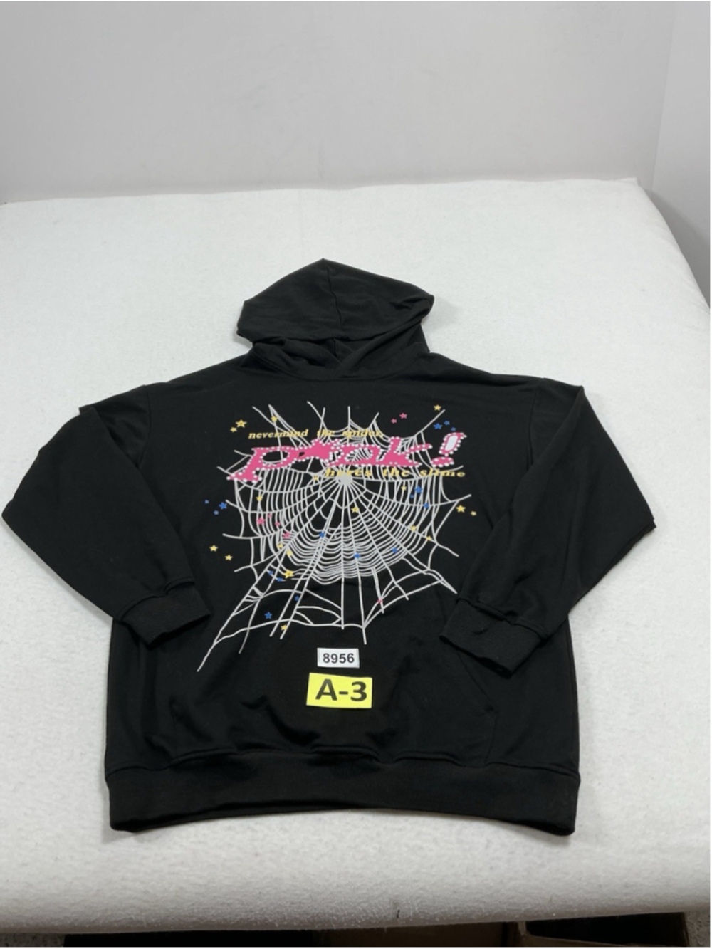 Unisex Adult Excellent Sp5der Pink Punk Spider Web Pullover Hoodie Medium Black